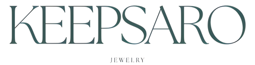 Keepsaro Jewelry logo in green on a white background